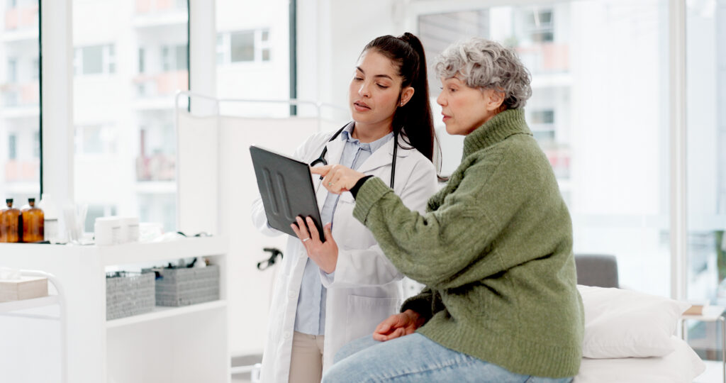 Welcome, old woman or doctor shaking hands with patient in consultation for healthcare checkup at hospital. Meeting, handshake or medical worker greeting a senior person in appointment at clinic.